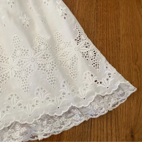Ralph Lauren FormalWhite Eyelet Dress With Lace Trim